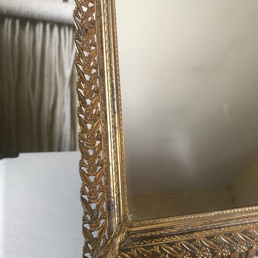 Vintage Gold Vanity Mirror - Picture 4 of 6